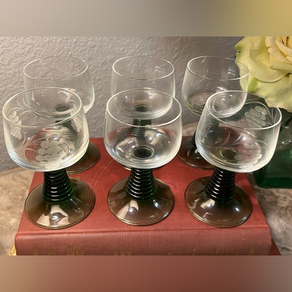 unbranded Dining Vintage German Glass Roemer Wine Cordial Glasses